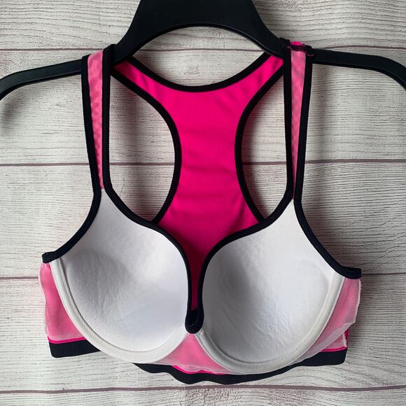 Retro Urbanology Pink and Black Sports Bra Underwire Racerback Size 36/38 B/C - Picture 10 of 15
